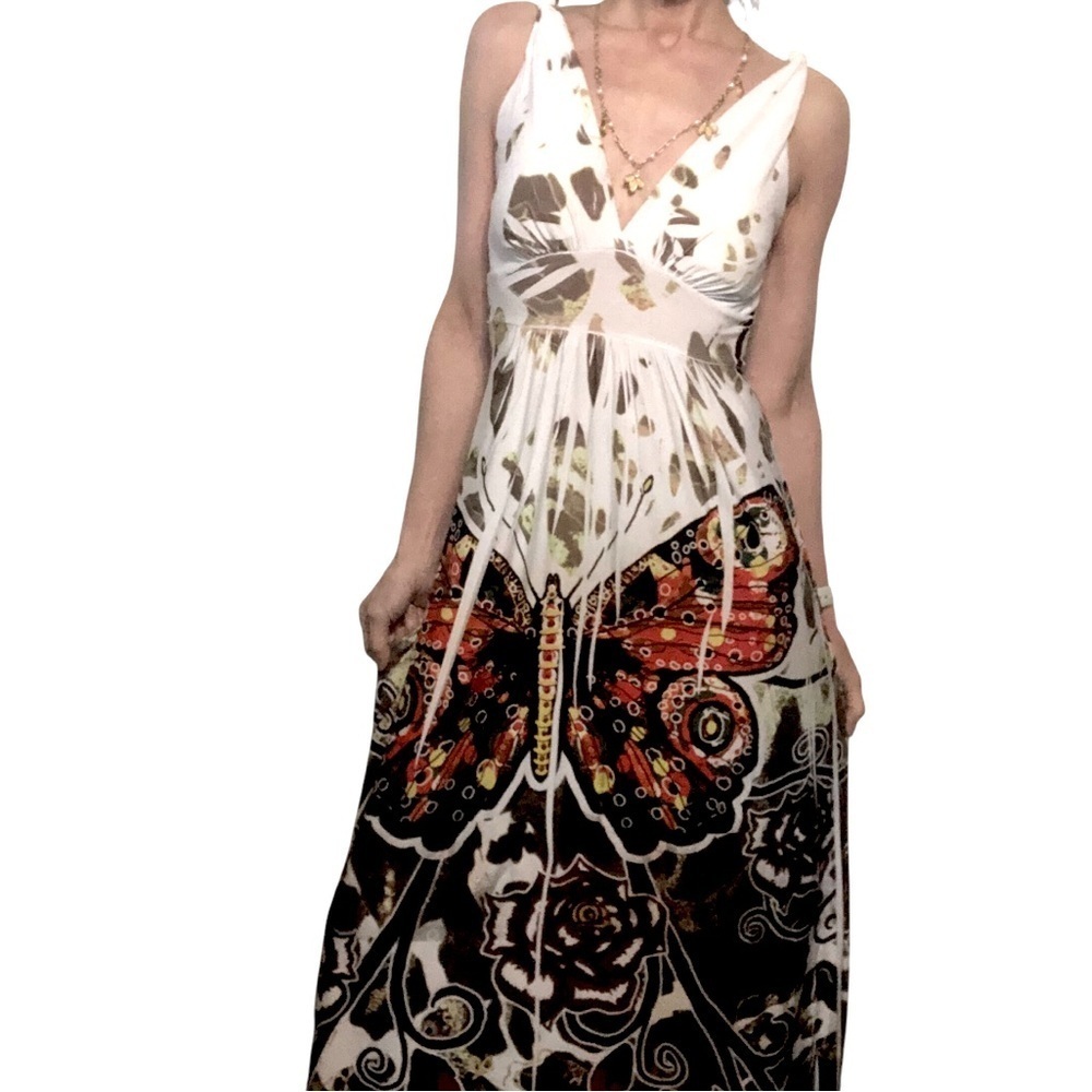 Vtg 90's Y2K Fairycore Babydoll Maxi Sundress Sz M Butterfly Casual Party Whimsy